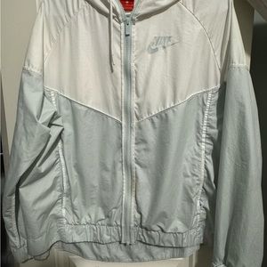 Nike White and Gray Utility Jacket with Chevron Design